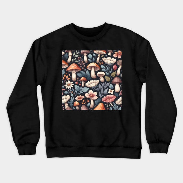 Mushroom Pattern Crewneck Sweatshirt by Siha Arts